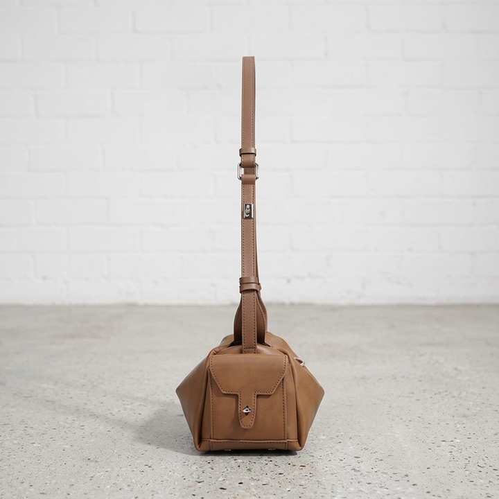 Curved Leather Shoulder Bag
