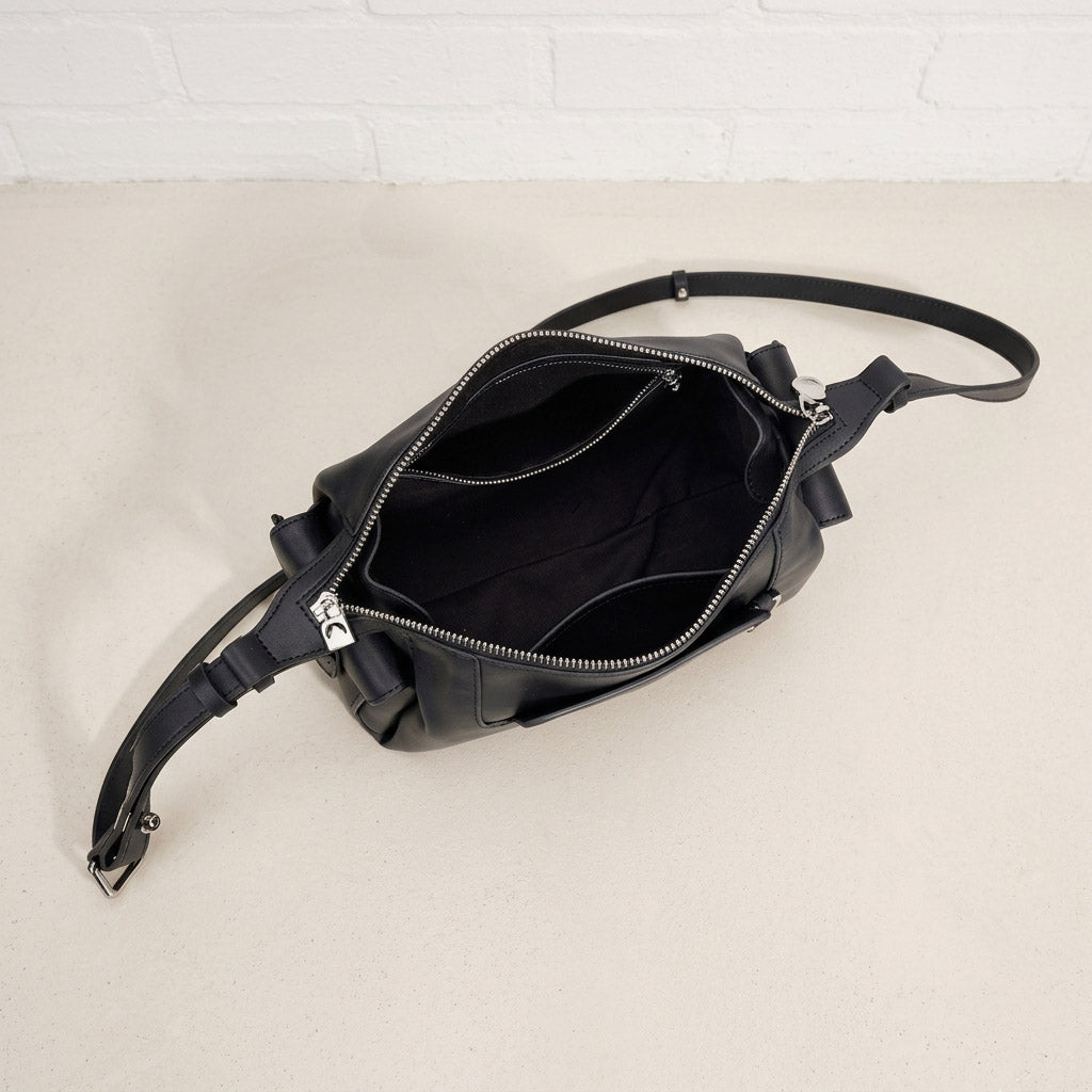 Curved Leather Shoulder Bag