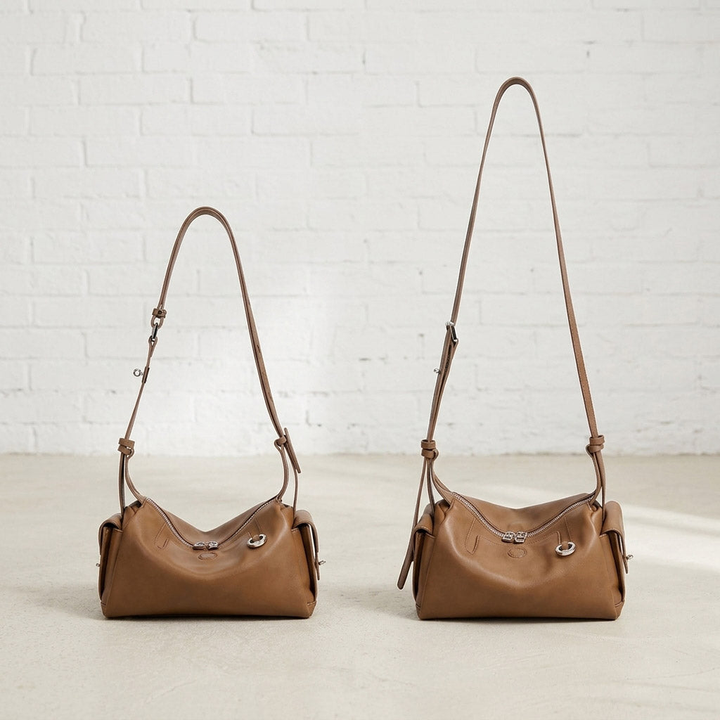Curved Leather Shoulder Bag