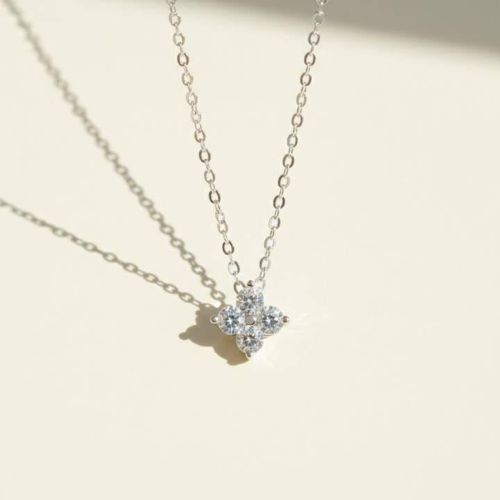 D/VVS1 Moissanite Flower Pendant Necklace