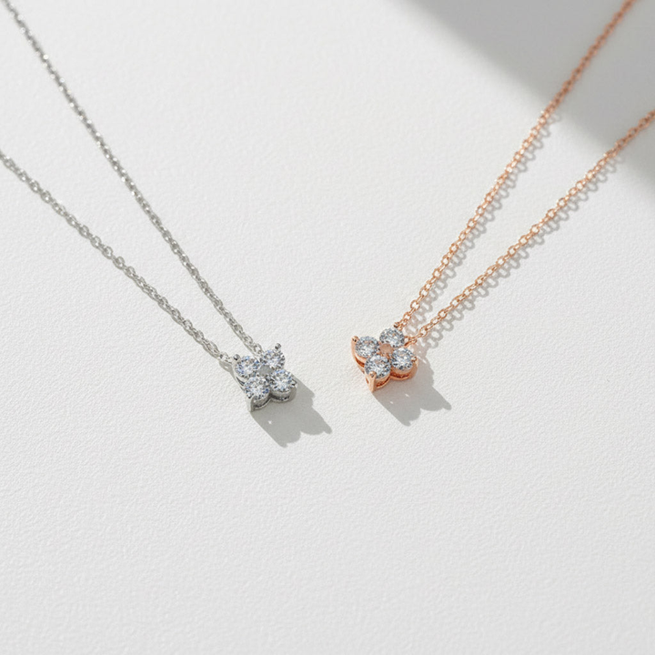 D/VVS1 Moissanite Flower Pendant Necklace