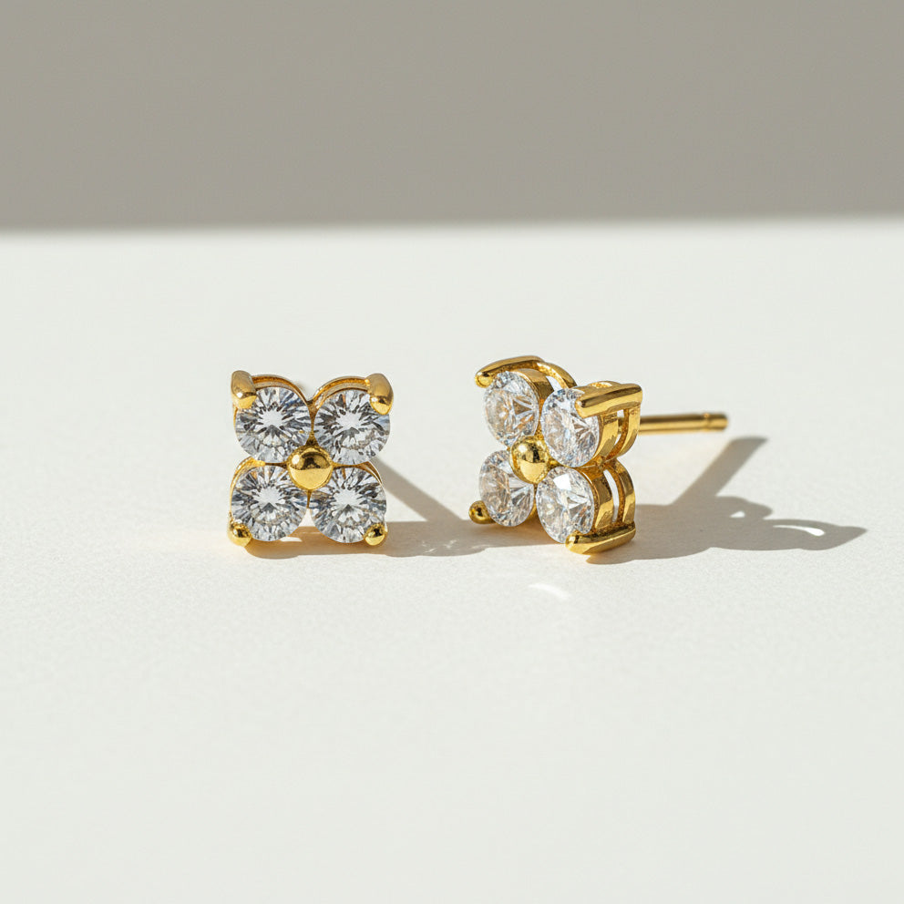 D/VVS1 Moissanite Flower Stud Earrings