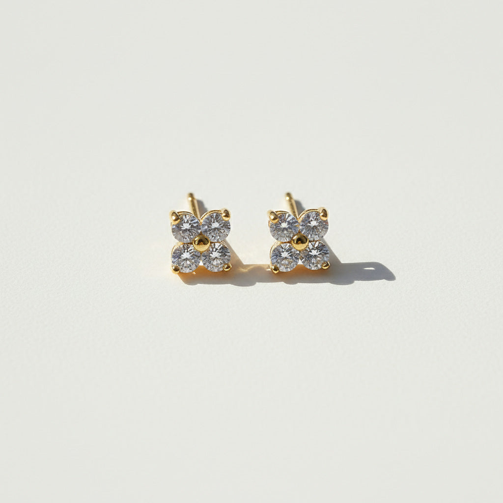 D/VVS1 Moissanite Flower Stud Earrings