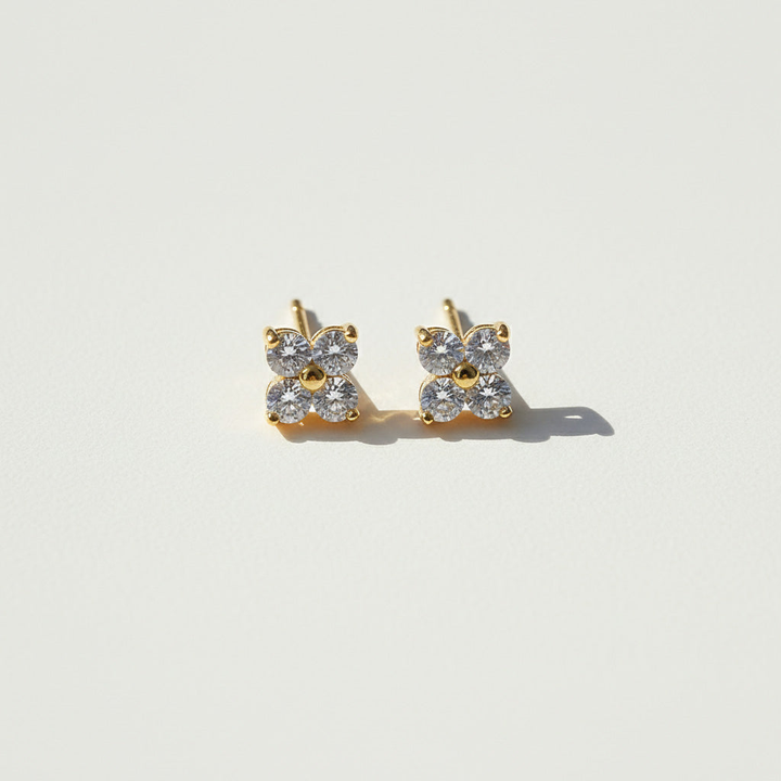 D/VVS1 Moissanite Flower Stud Earrings
