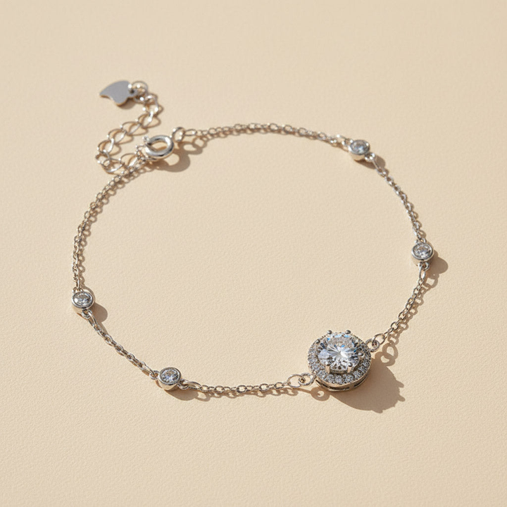 D/VVS1 Moissanite Halo Bracelet | 1ct Platinum Sterling Silver