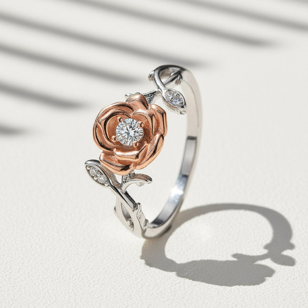 D/VVS1 Moissanite Rose Flower Ring