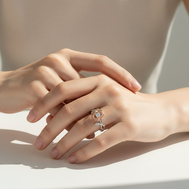 D/VVS1 Moissanite Rose Flower Ring