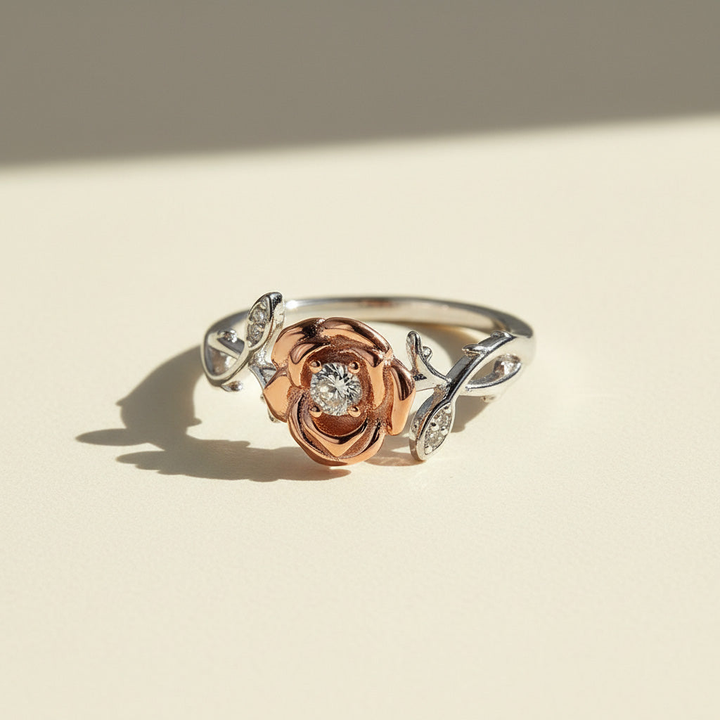 D/VVS1 Moissanite Rose Flower Ring