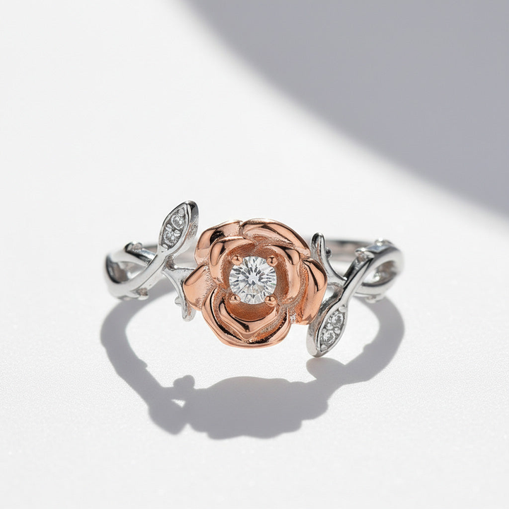 D/VVS1 Moissanite Rose Flower Ring