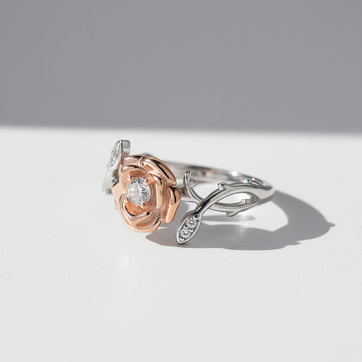 D/VVS1 Moissanite Rose Flower Ring