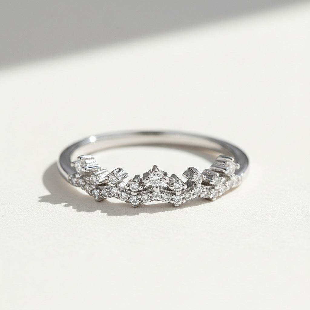 Dainty Moissanite Crown Stacking Ring