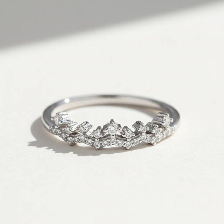 Dainty Moissanite Crown Stacking Ring
