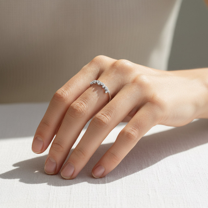 Dainty Moissanite Crown Stacking Ring