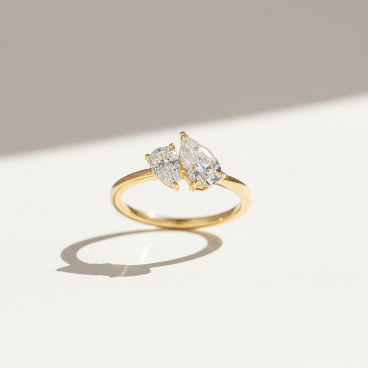 Double Pear Moissanite Bypass Ring