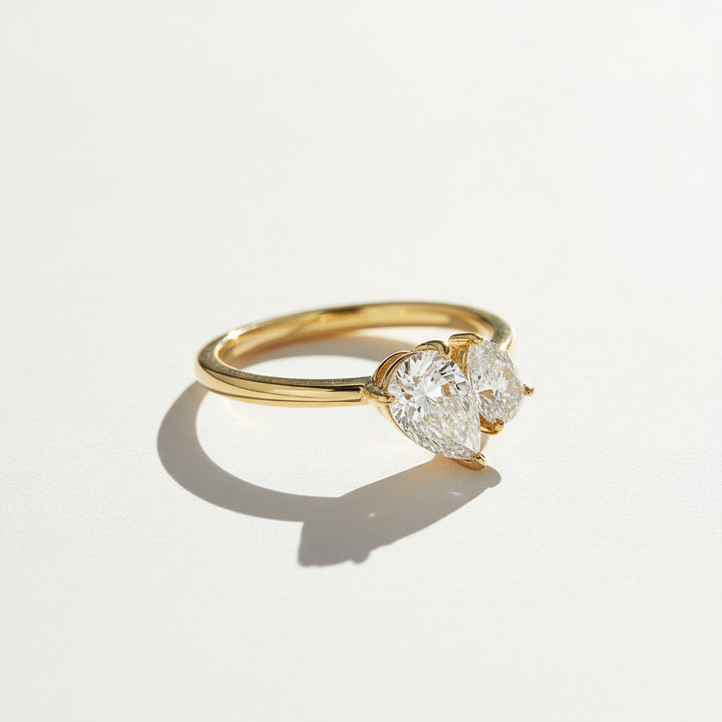 Double Pear Moissanite Bypass Ring