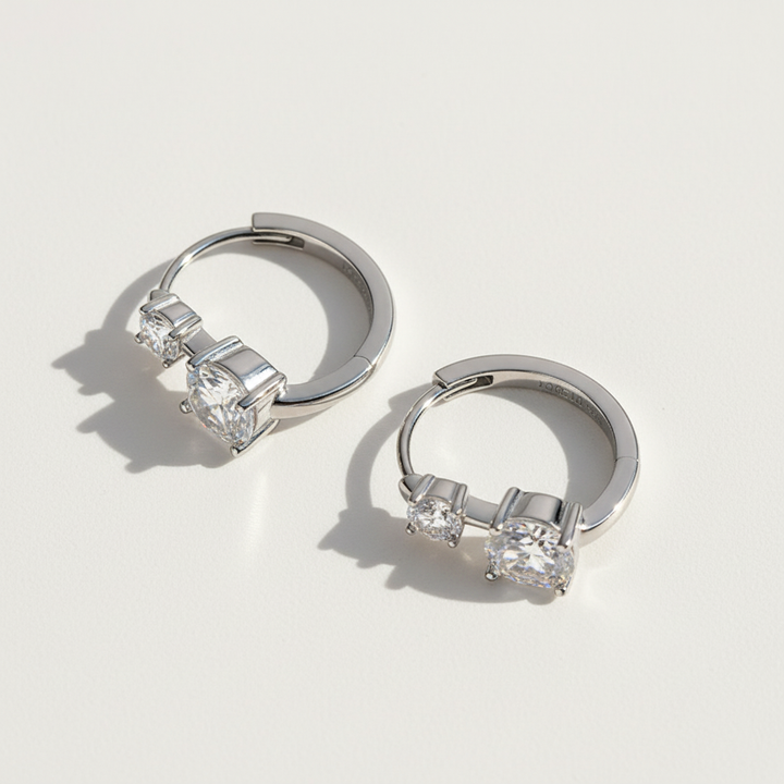 Double Stone Moissanite Huggie Earrings