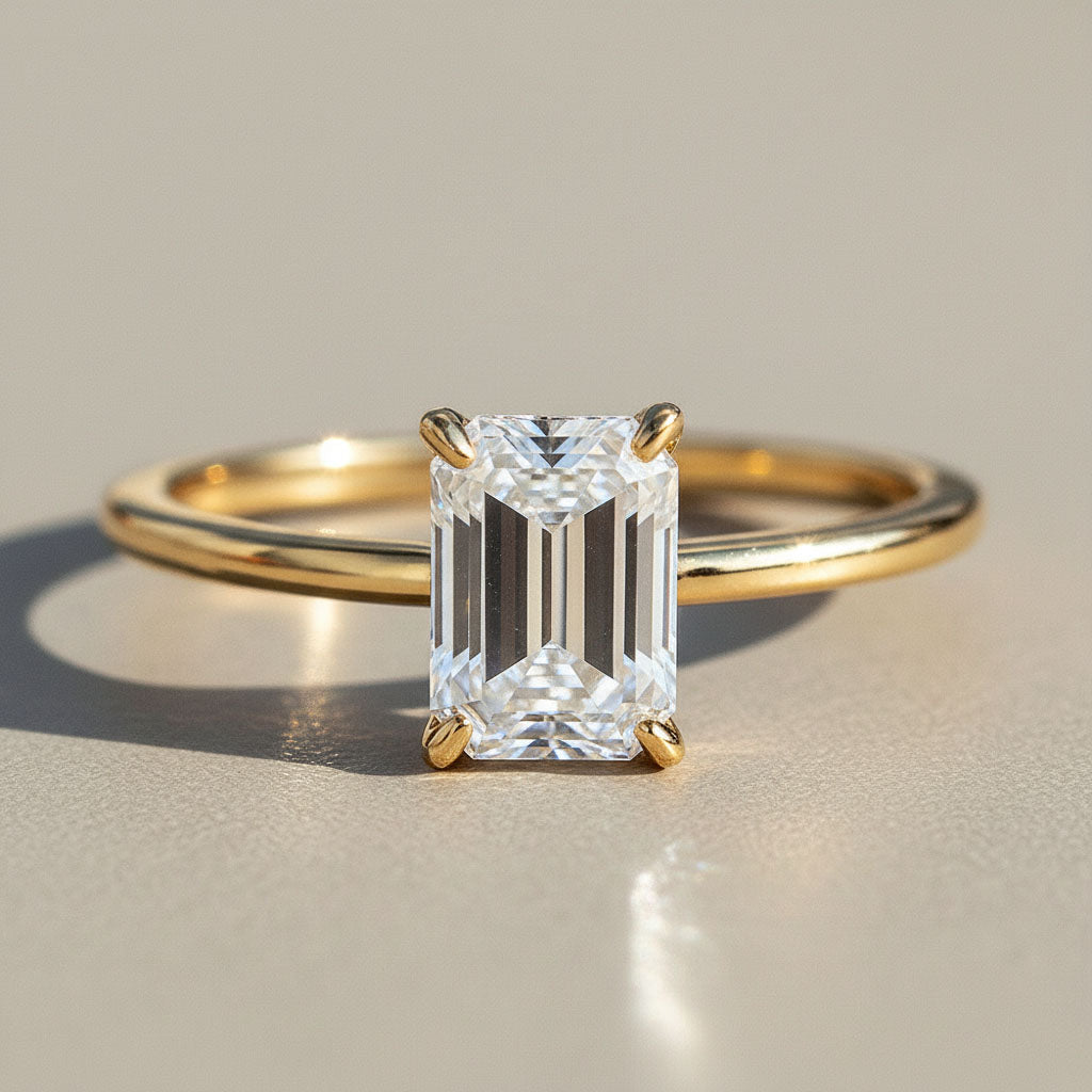 Emerald Cut Lab Grown Moissanite Ring 1–3ct