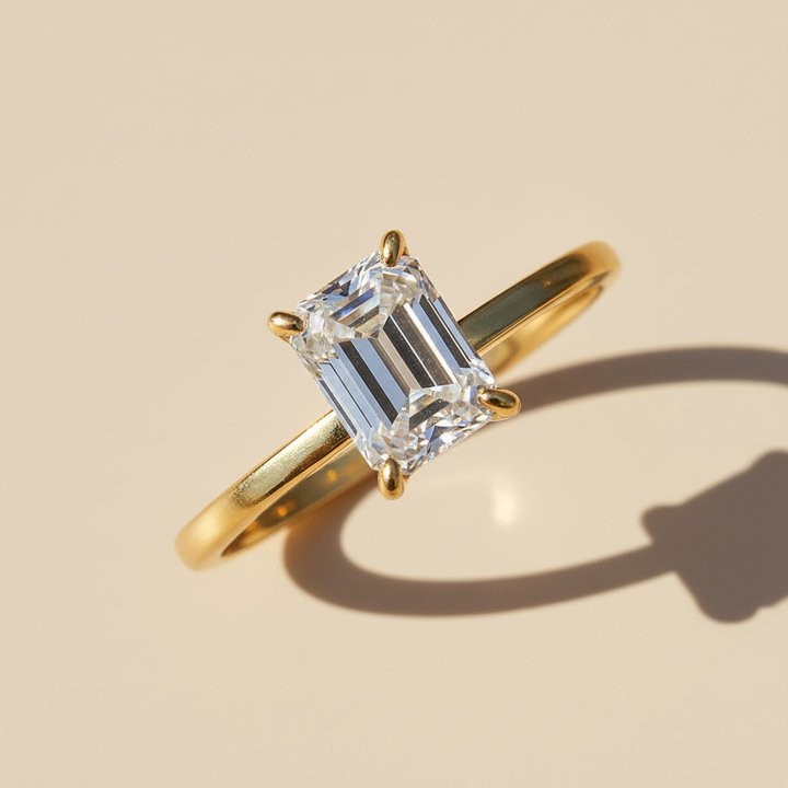 Emerald Cut Lab Grown Moissanite Ring 1–3ct