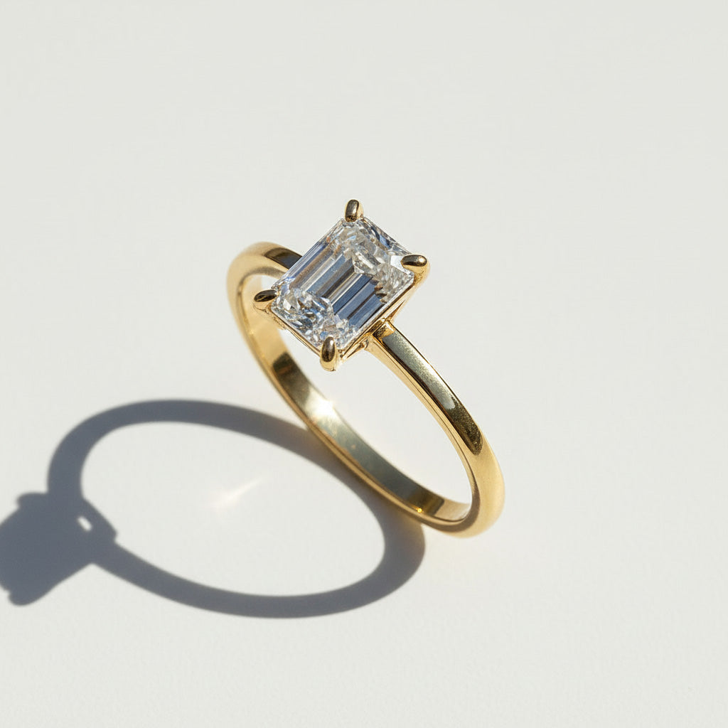 Emerald Cut Lab Grown Moissanite Ring 1–3ct