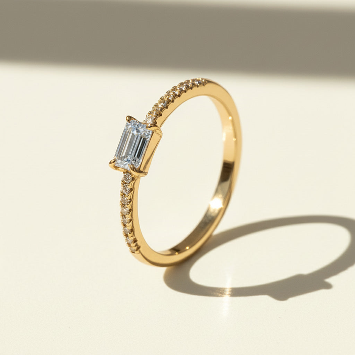 Emerald Cut Moissanite Ring 0.5ct