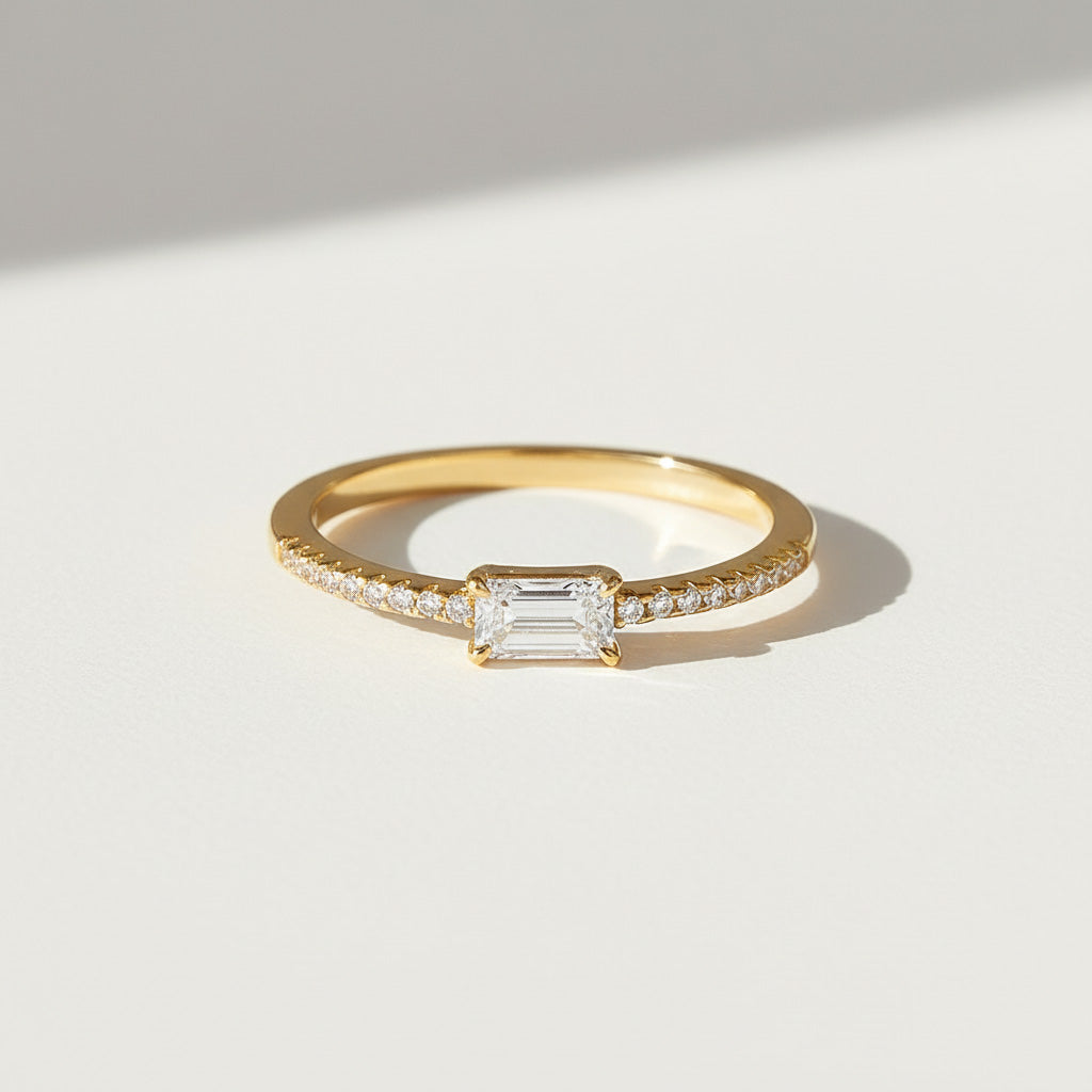 Emerald Cut Moissanite Ring 0.5ct