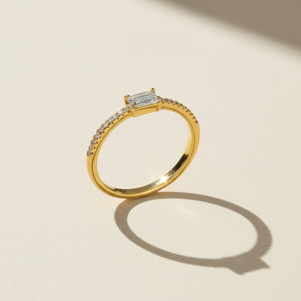 Emerald Cut Moissanite Ring 0.5ct