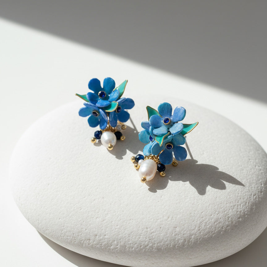 Forget-Me-Not Floral Pearl Earrings
