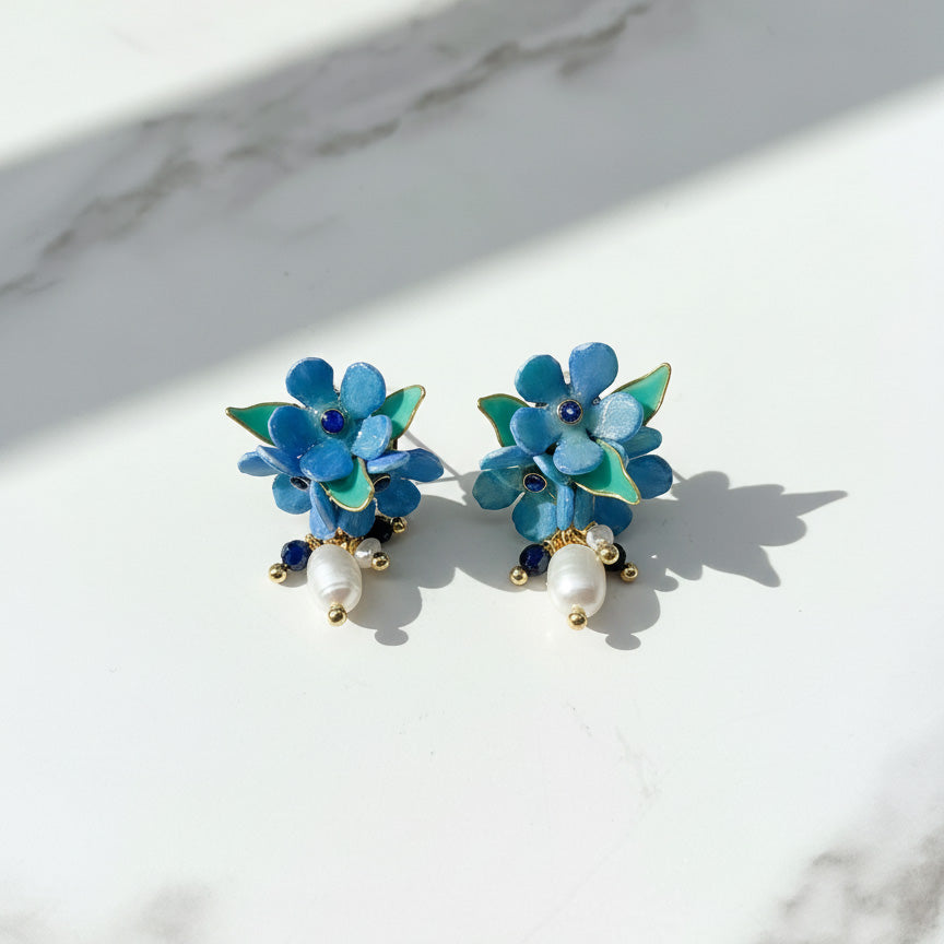 Forget-Me-Not Floral Pearl Earrings