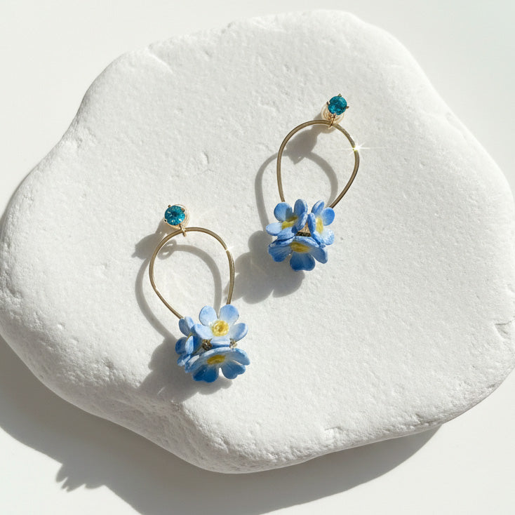 Handcrafted Forget-Me-Not Flower Dangle Earrings