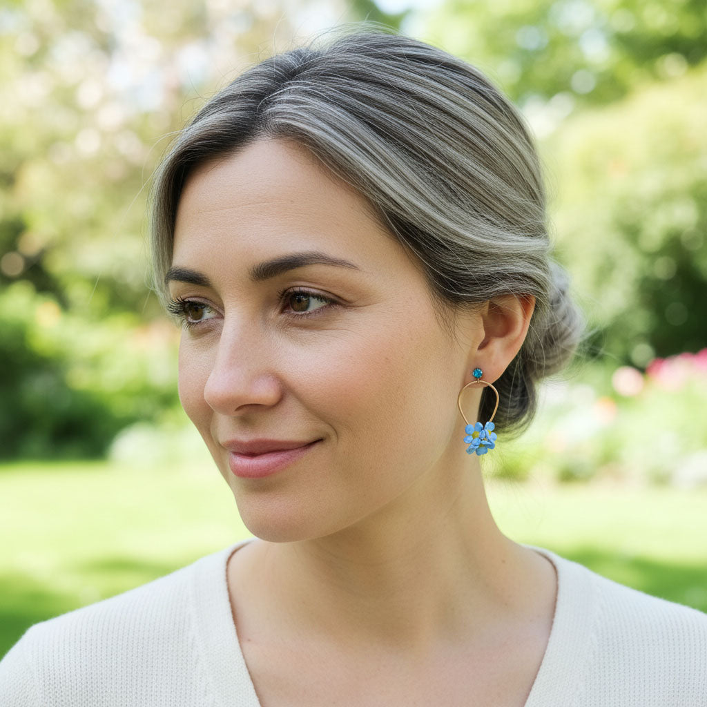 Handcrafted Forget-Me-Not Flower Dangle Earrings