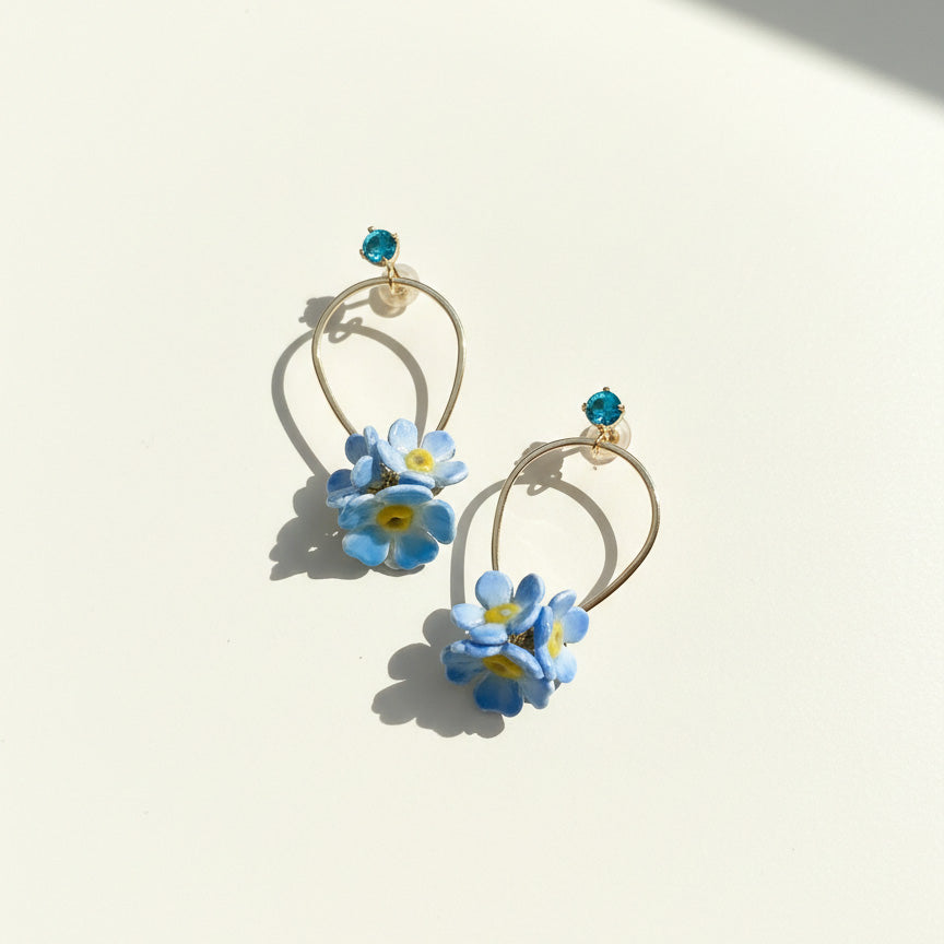 Handcrafted Forget-Me-Not Flower Dangle Earrings