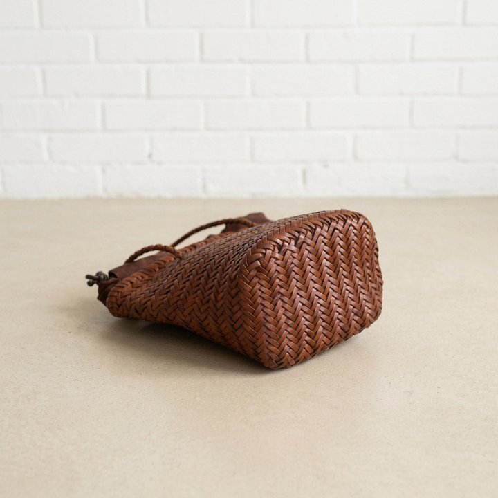 Handwoven Leather Bucket Bag