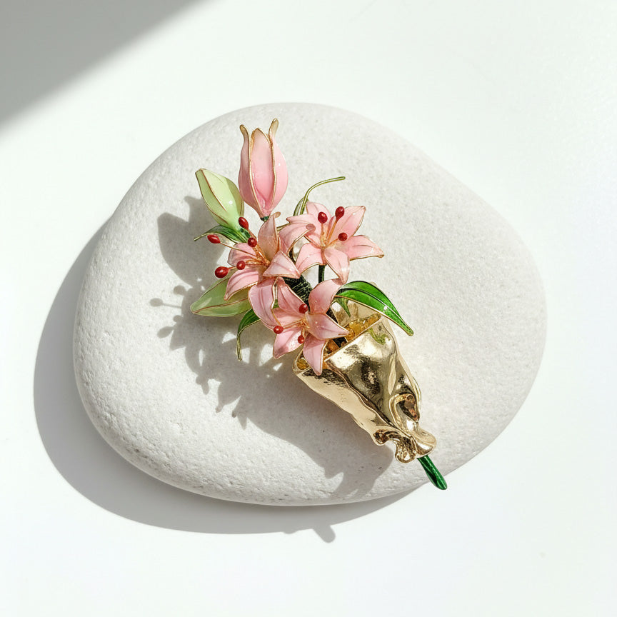 Handcrafted Floral Bouquet Brooch