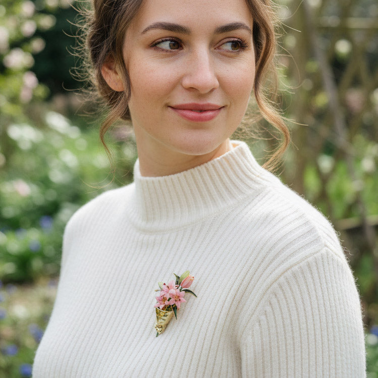 Handcrafted Floral Bouquet Brooch