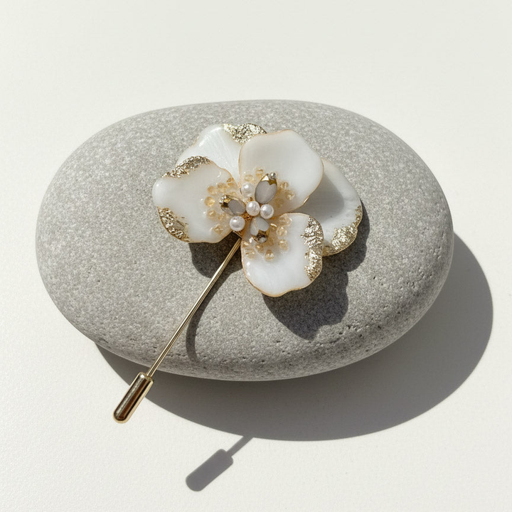Orchid Resin &amp;amp; Pearl Brooch Pin