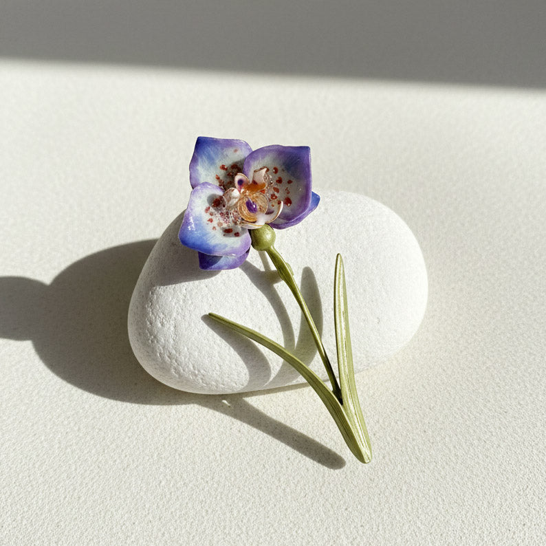Handcrafted Purple Floral Resin Brooch