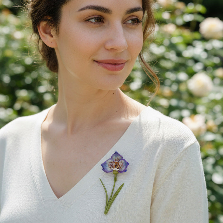 Handcrafted Purple Floral Resin Brooch