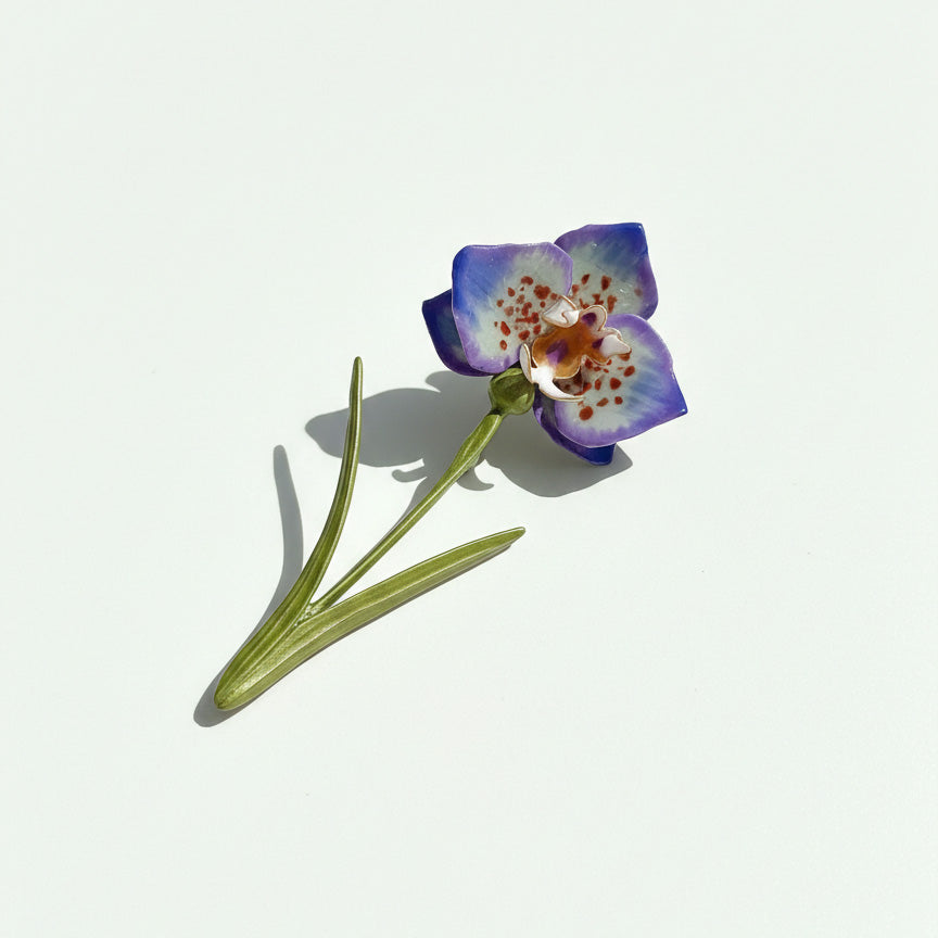 Handcrafted Purple Floral Resin Brooch