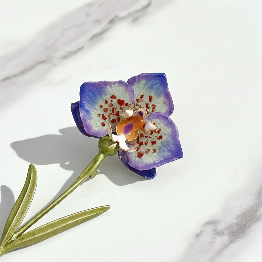 Handcrafted Purple Floral Resin Brooch