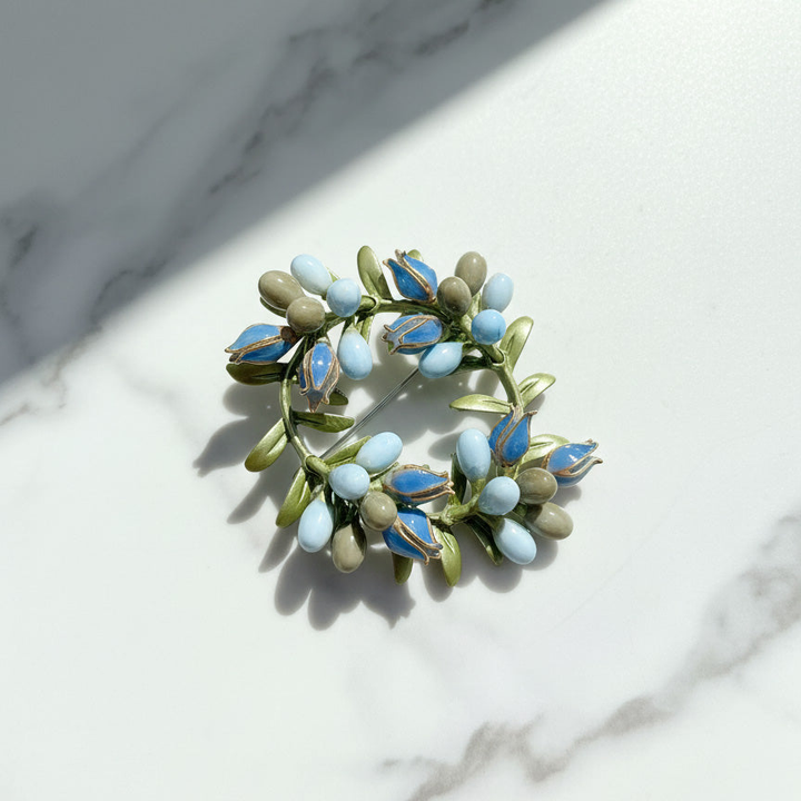 Handpainted Floral Wreath Brooch