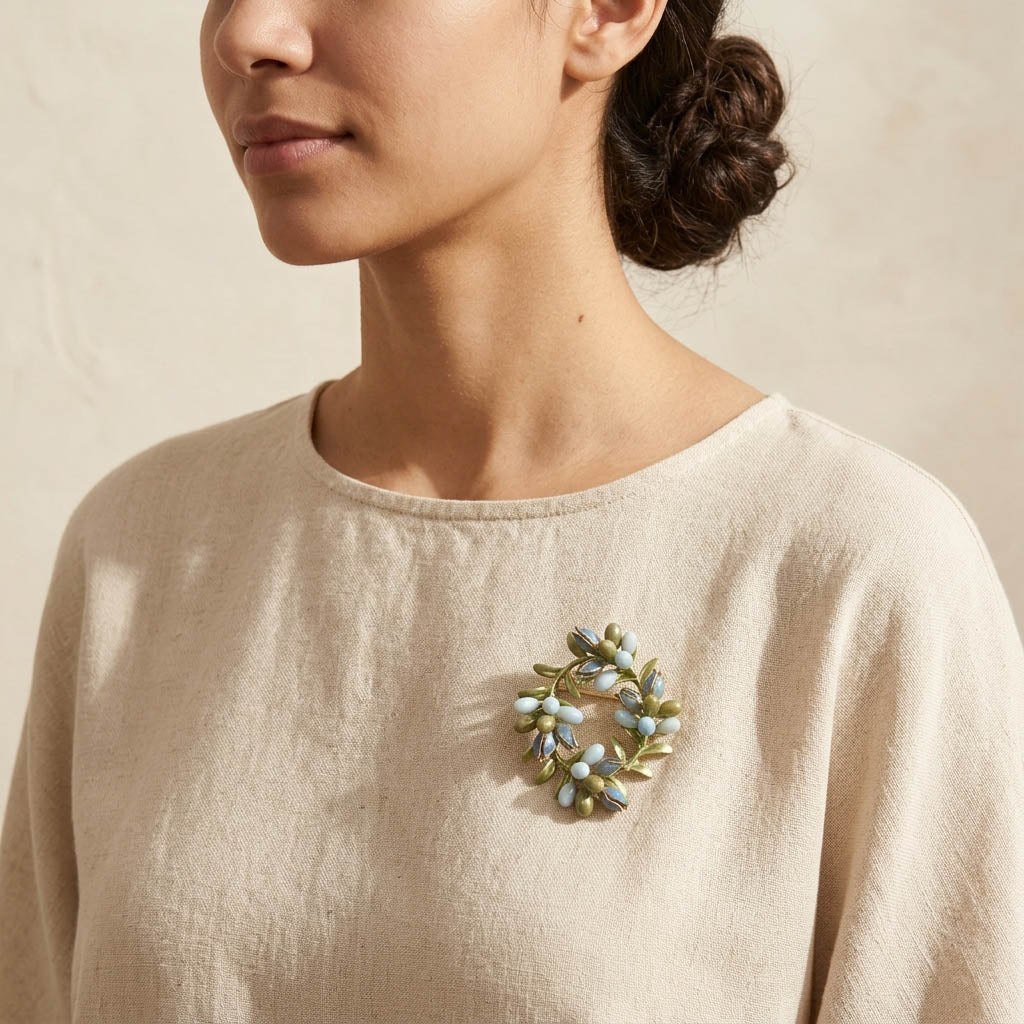 Handpainted Floral Wreath Brooch
