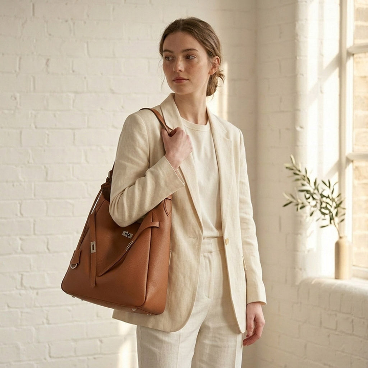 Leather Hobo Shoulder Bag