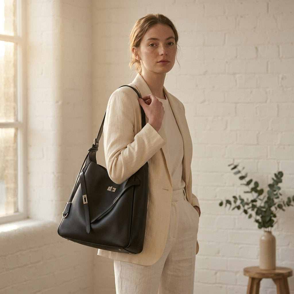 Leather Hobo Shoulder Bag