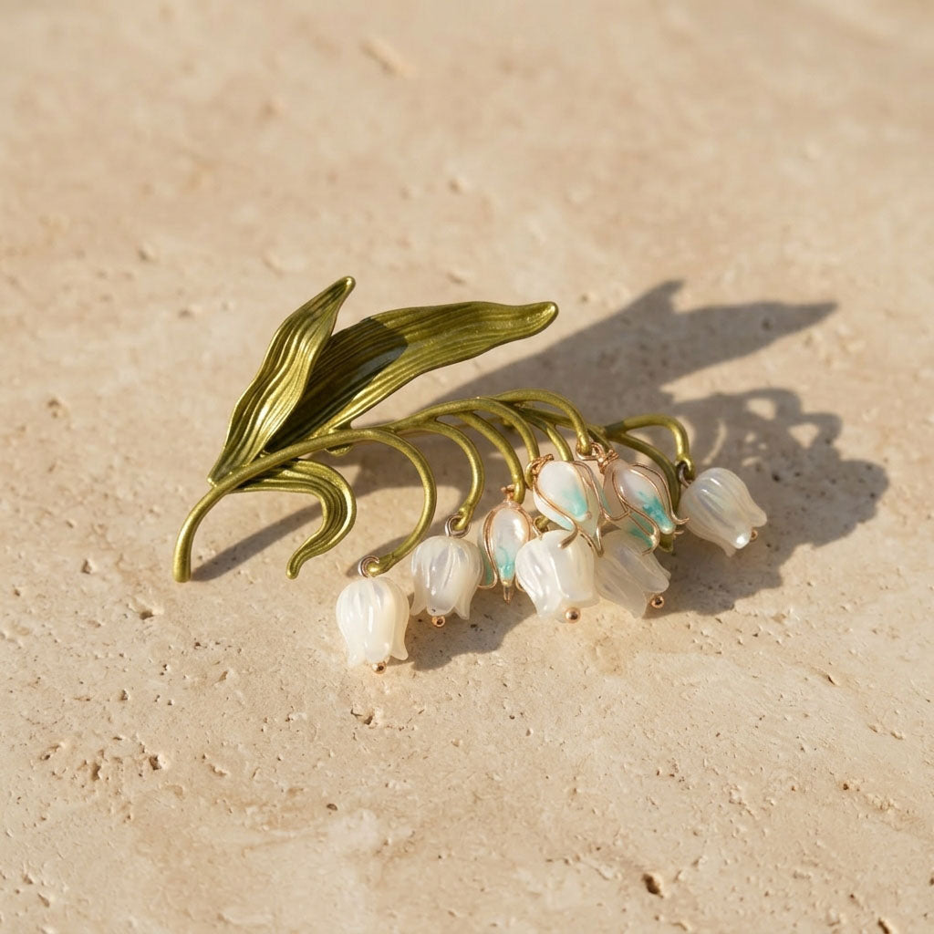 Lily of the Valley Mother of Pearl Brooch