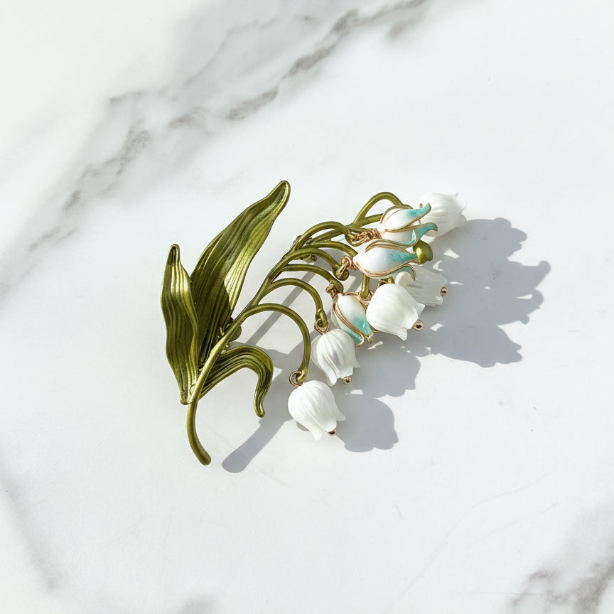 Lily of the Valley Mother of Pearl Brooch