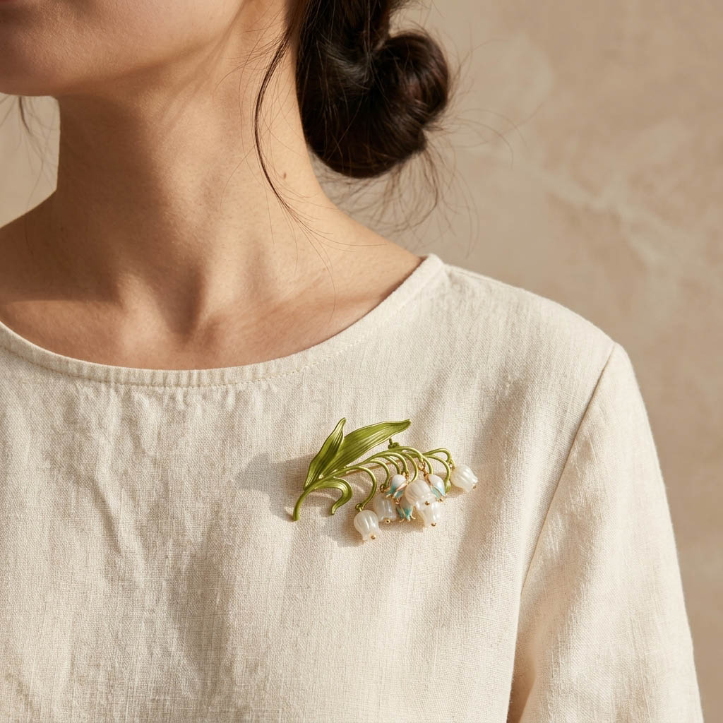 Lily of the Valley Mother of Pearl Brooch
