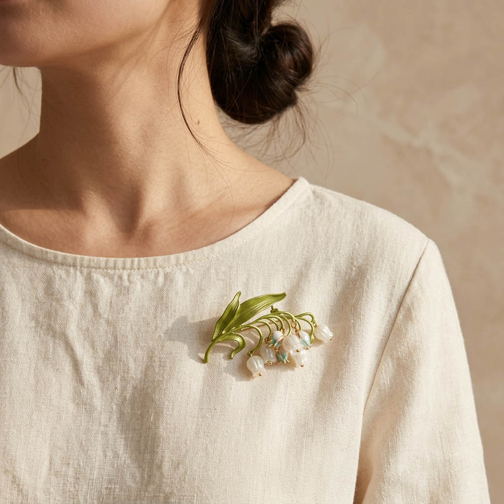 Lily of the Valley Mother of Pearl Brooch