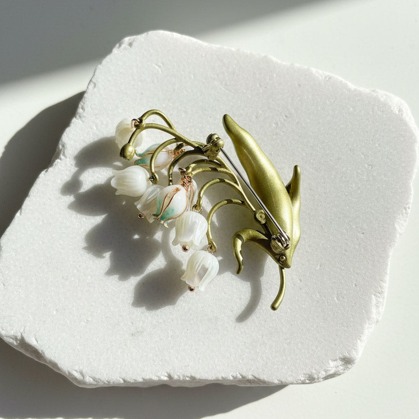 Lily of the Valley Mother of Pearl Brooch