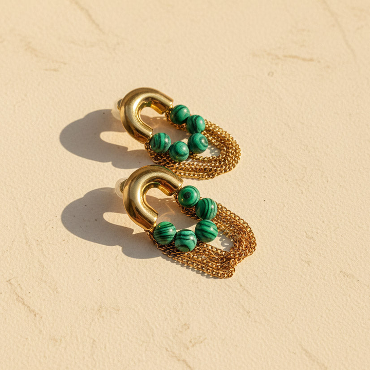Malachite Stone Drop Earrings