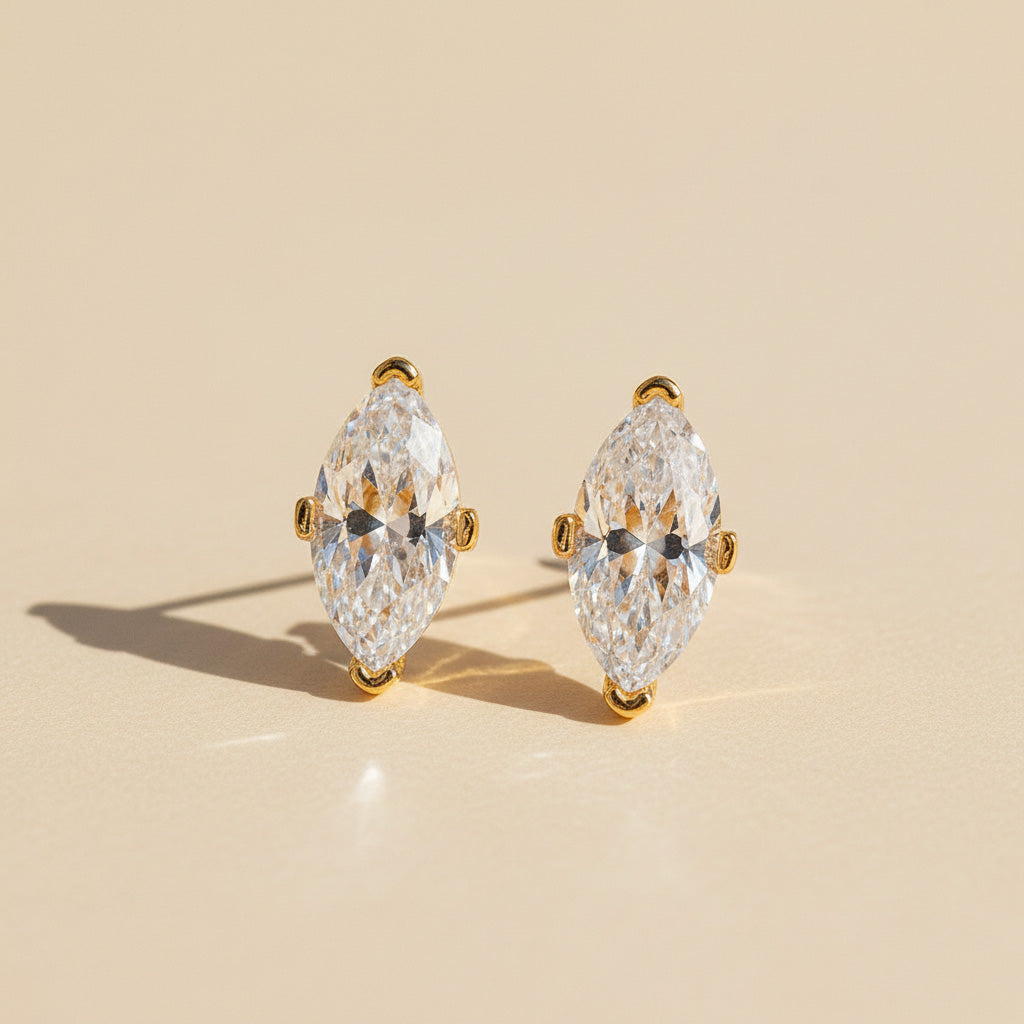 Marquise Moissanite Stud Earrings